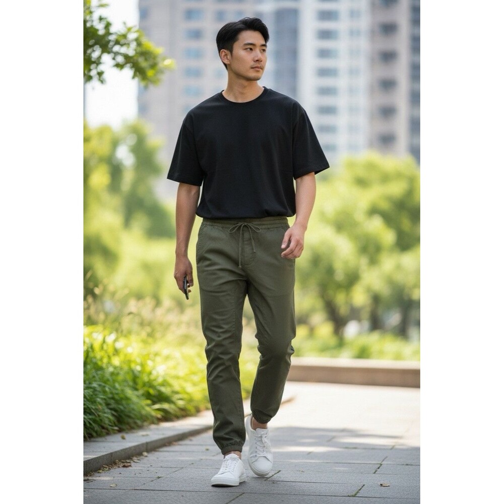 PacSun Men's M Green Jogger Pants Cotton/Spandex Drawstring Pockets